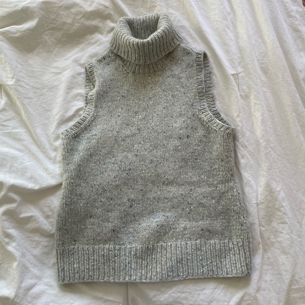 Michael Kors Gray Cashmere/Wool Blend Turtleneck Sweater Vest